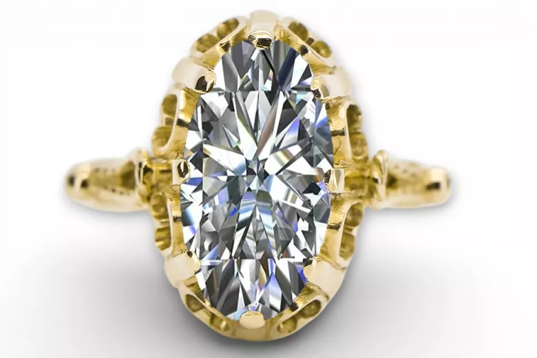 Vintage Jewlery Ring Zircon 14K Yellow gold vrc134y